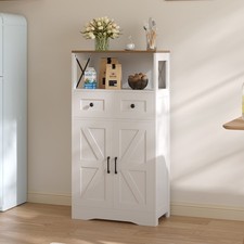 Modern White Wooden Sideboard Cabinet Kitchen Cupboard 2 Doors 2 Drawers Storage