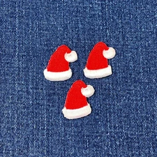 3-Pack Santa Hat Applique Patch Mini Christmas Santa Claus Cap Embroidered Badge