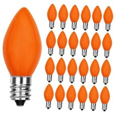 25 Pack C7 LED Christmas Replacement Lights Bulbs - Vintage C7-E12 Base - Orange