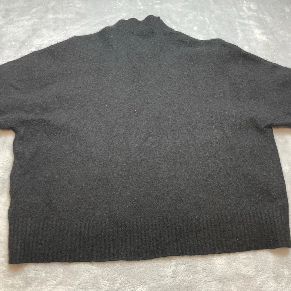 Suéter AllSaints Asha Cuello Simulado Para Mujer XS Negro Mezcla de Lana Recortado Sobredimensionado Cuadrado Foto 3 de 4