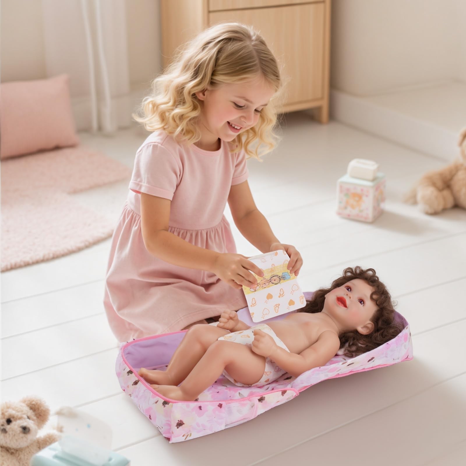 10 Pcs Baby Doll Diaper Bag Set, Reborn Baby Doll Accessories Set with 2-in-1...