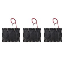 3Pcs 5 x 1.5V AA Battery Slot Holder Case Box Wire Black P6Q79413