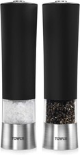 Tower T80400 Electric Salt and Pepper Mill, Stainless Steel, Black