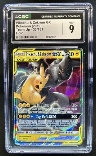 2019 Pokemon SM Team Up Pikachu Zekrom Holo #33/181 CGC 9