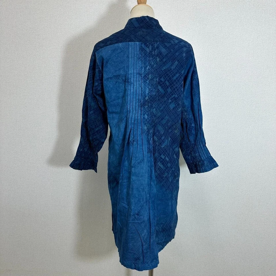 Third Blue Kyoto Long Shirt Linen 100% Navy Blue L Size Brand & Linen - Image 3 of 4
