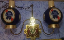 Vintage Pabst Blue Ribbon Beer Double Globe Hanging Light