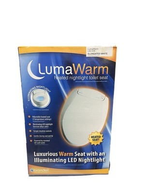 Brondell L60-EW LumaWarm Heated Toilet Seat Night Light 3 Temp Setting Elongated