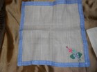 Embroidered Linen Napkins ~ White @ Blue trim ~ set of 4 ~ 10" X 10" — photo 2