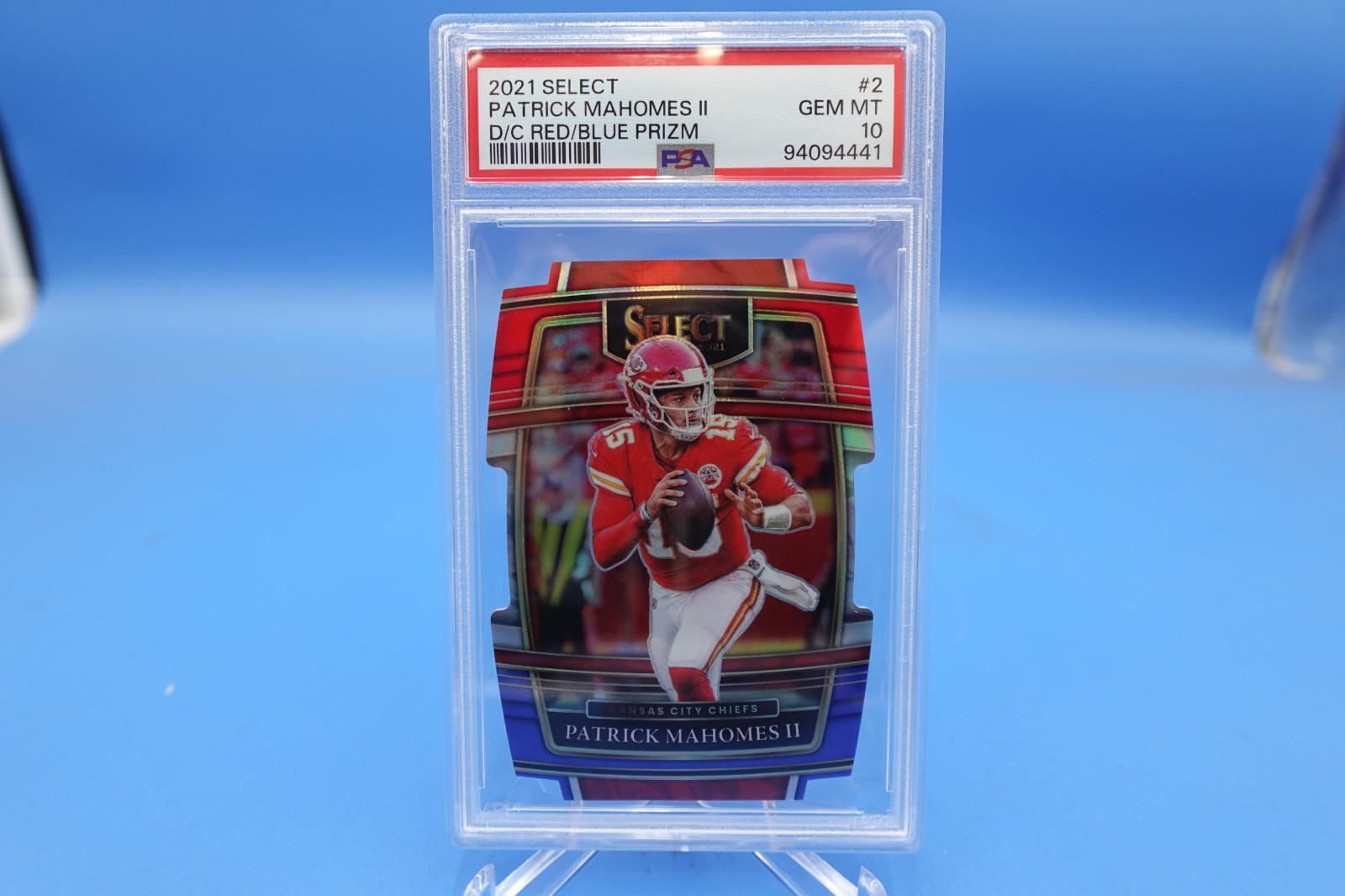 2021 Select Patrick Mahomes #2 Die Cut Red & Blue Prizm PSA 10 GEM MINT