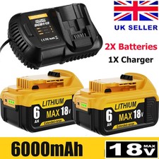 Image of 2 Pack 6.0Ah Battery & DCB112 Charger For DeWalt 18V DCB184 DCB182 Li-ion XR NEW