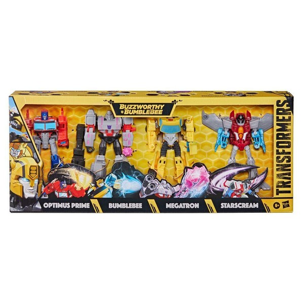 Transformers Buzzworthy Bumblebee Optimus Megatron 4Er-Pack Action Figur Hasbro-image