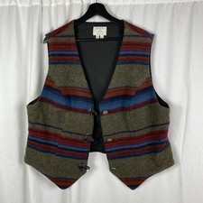 Vintage P.L. Greene s Southwest Najavo Wool Vest W/ Silver Indianhead Buttons