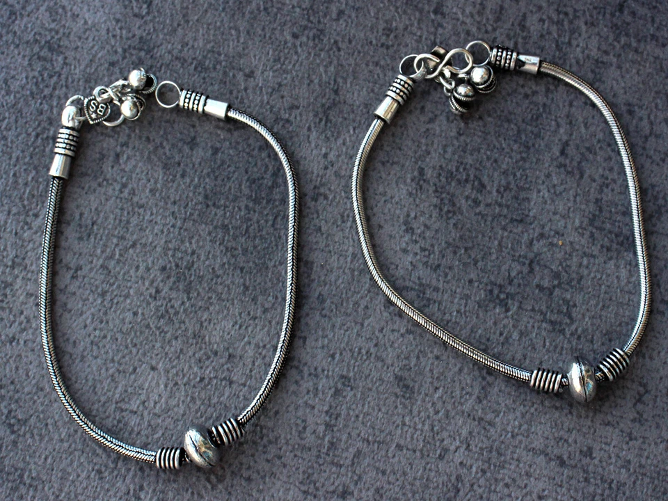 魅力复古风格 925 镀银脚链 11 英寸限量版礼品 GW — 第 2/4 张图片