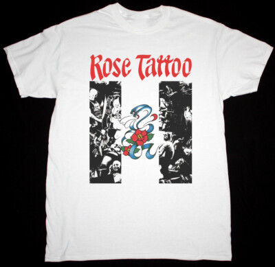 ROSE TATTOO 1978 ROCK N ROLL Short Sleeve White  All Size Gift Shirt AH1379