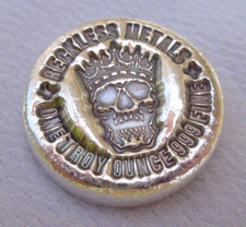 1 oz. ECHOS IN ETERNITY Reckless Metals skull numbered ingot .999 fine silver 102.74 per troy oz