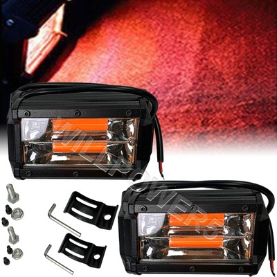 2X 3x5 inch Red COB LED WORK LIGHT Fog Lamp SPOT OFF ROAD DRIVING LAMP