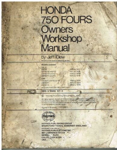 HONDA CB750 ( INCL K1-K7 F F1 F2 A ) 1969-79 OWNERS WORKSHOP MANUAL - Picture 1 of 1