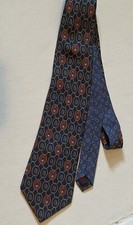 Tommy Hilfiger Men  s Tie 100 Italian Silk Made In USA Navy Gold Red Crown