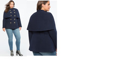 New Eloquii Peplum Military Button Cape Jacket 14/16 Coat