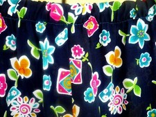 VTG HIPPY WOMEN PANTS M L FLOWER POWER COSTUME HALLOWEEN LIGHTWEIGHT ELASTIC WST