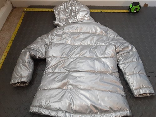 Diesel Youth 8 Metallic Silver Puffer Winter Jacket #S189 - Picture 5 of 5
