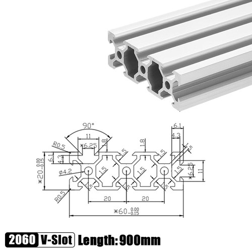 2060 V-Steckplatz Aluminiumprofil Extrusion 600-1500 mm Linearschiene für CNC 3D-Drucker - Bild 14 von 30