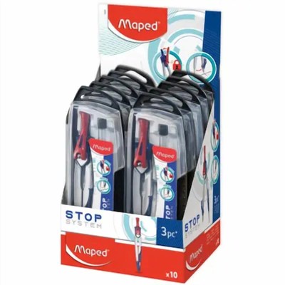 Maped Stop System Compass Set 3 Piece Locking Leg With Case - New  - Box of 10