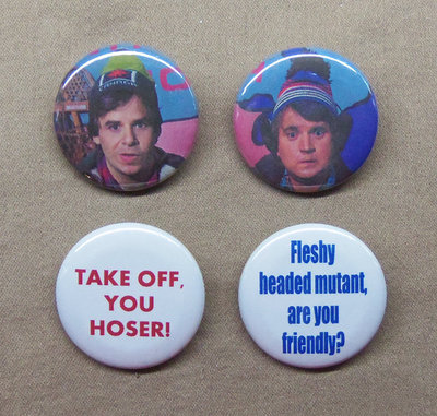 Strange Brew 4 Button Set 1.25'' Great White North SCTV McKenzie Hoser Mutant Pin