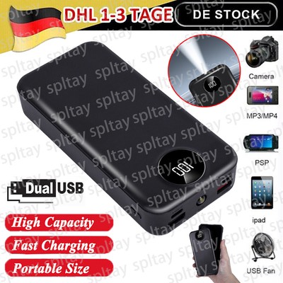 Powerbank Extern 100000mAh mit 2 USB & LED für Handy Tablet Kopfhörer Smartphone