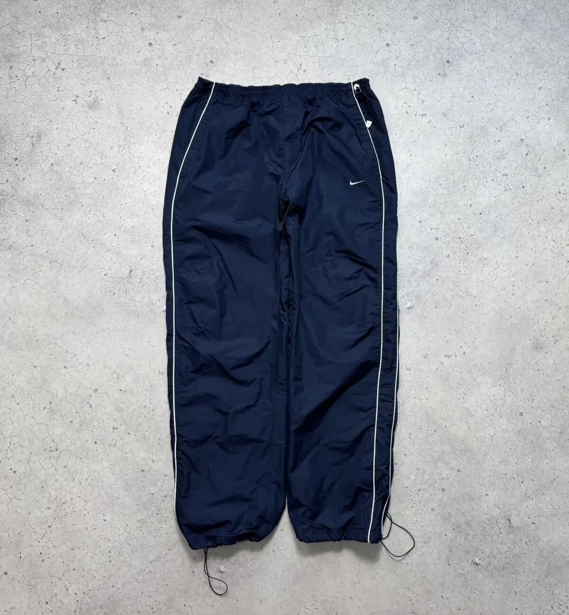 パンツ 00s nike nylon wide pants y2k teck black Vintage Y2K Nike Baggy Track Pants Black Full Zip Swoosh | eBay