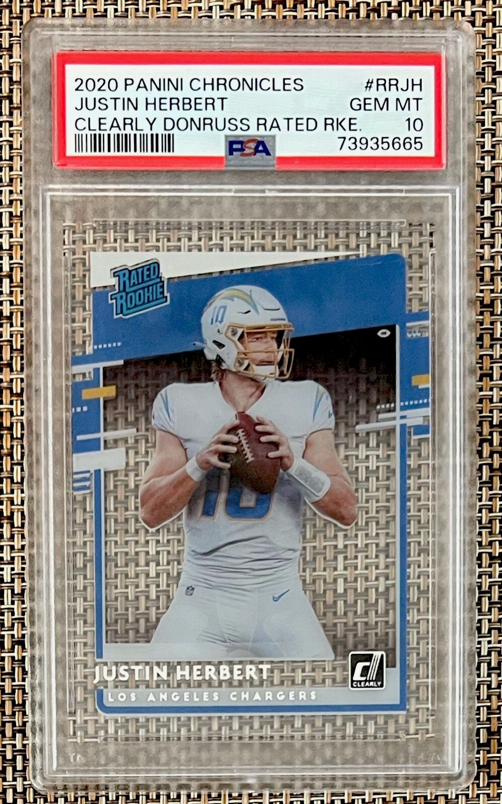 2020 Panini Chronicles Justin Herbert #RRJH Clearly Donruss Rated Rookies PSA 10