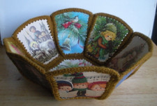Vintage Handmade Crochet Christmas Card Brown...