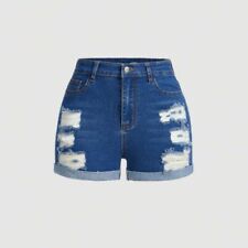 SHEIN Teen Girls Blue Jean Distressed Denim Shorts Size 16