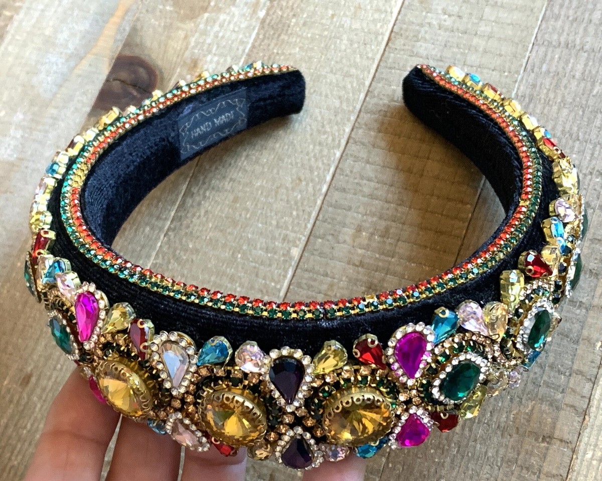 Handmade FABULOUS Glass Rhinestone BLING Headband Black  display picture 2