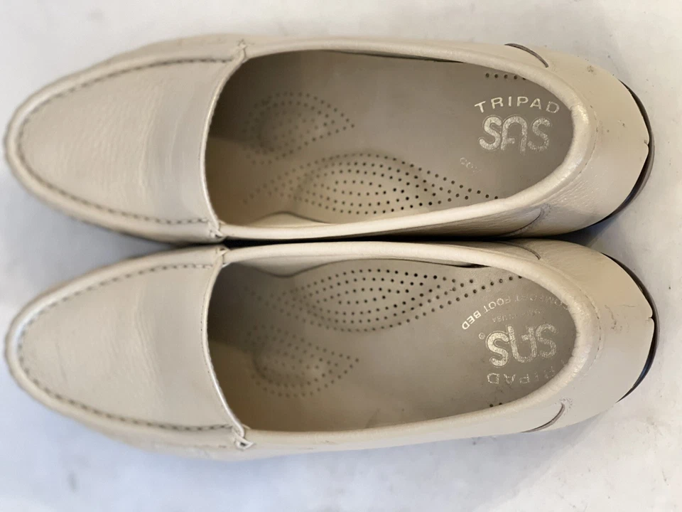 SAS Tripad Pearl Bone Leather Moc Toe Slip On Comfort Loafers Size 8 S (A+) - Image 2 of 4