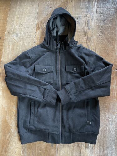 NIXON Men Wool Blend Full Zip Jacket Black XL