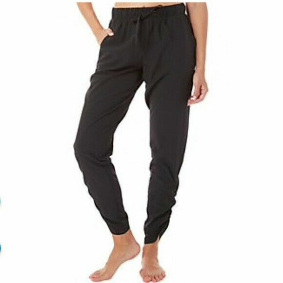 Gaiam Womens Activewear Yoga Pants Large Black Cara Woven Studio to