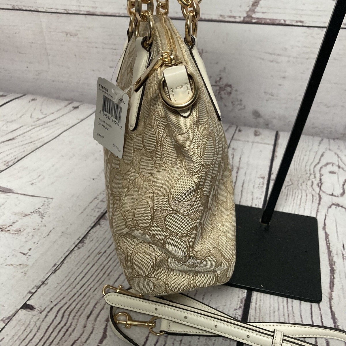 バッグ Coach Kelsey Satchel Signature Jacquard Coach Small Kelsey Satchel in Outline Signature Jacquard Gold