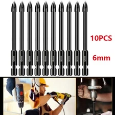 10x Tile Porcelain Drill Bit Marble Ceramic Glass Brick Shank Hex Spear Head,6mm