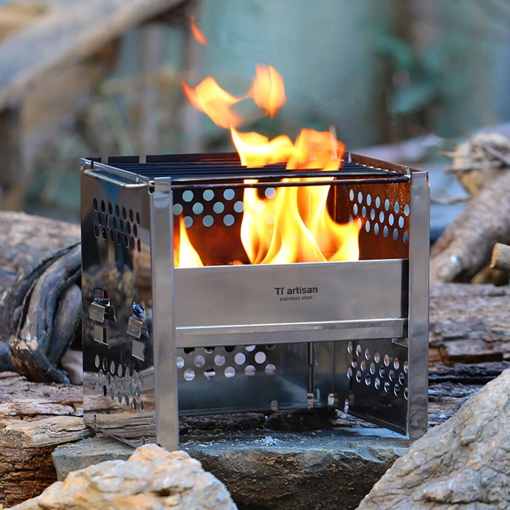Burning Stove Adjustable Folding Outdoor Portable Silver Stainless Steel |  eBay