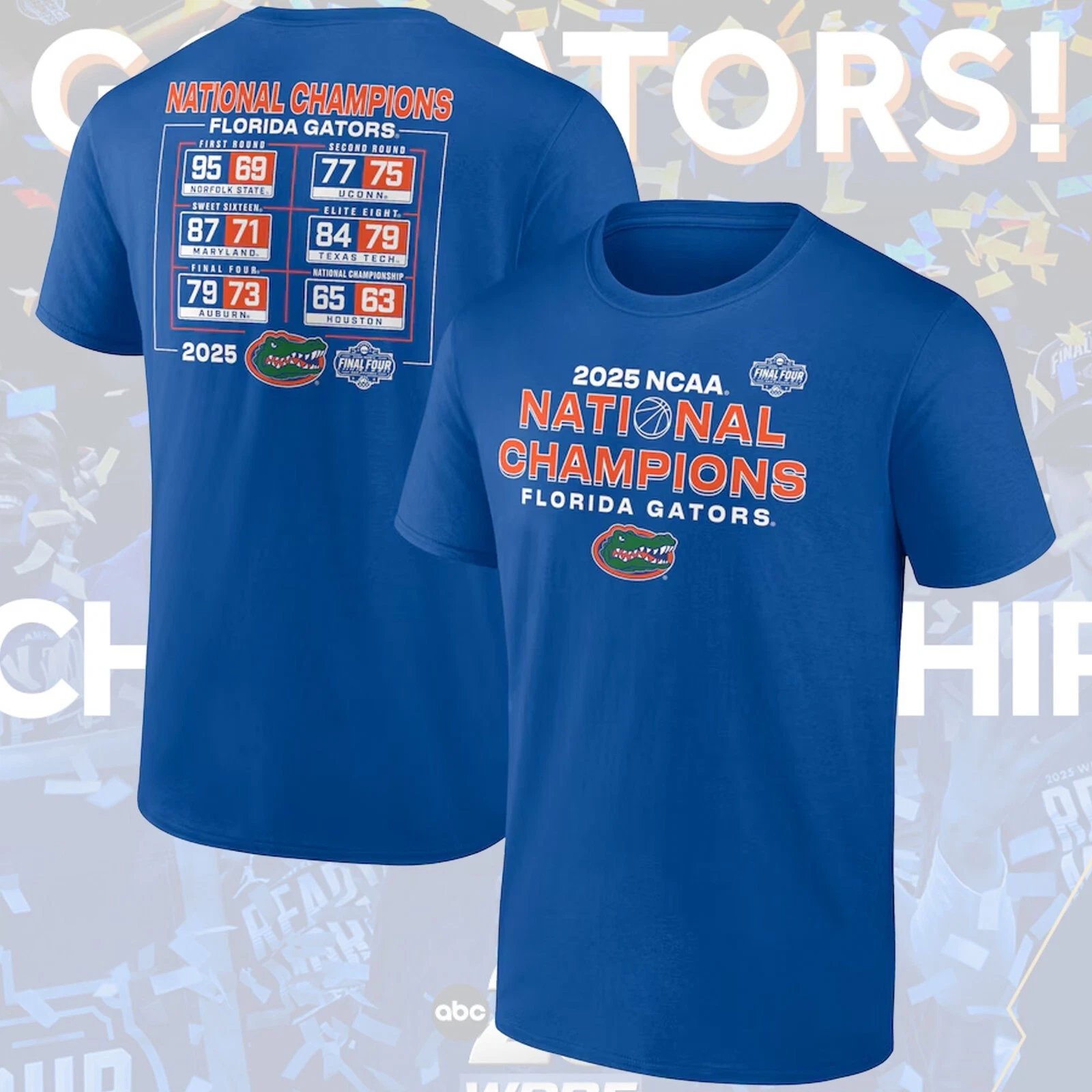 Florida Gators 2025 Basketball National Champions 2 Sides