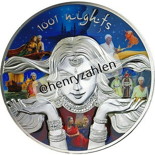 1001 NIGHTS Szeherezada Shahrazad Fairy Tales 1 kg Srebrna moneta Niue 2016 - Zdjęcie 1 z 3