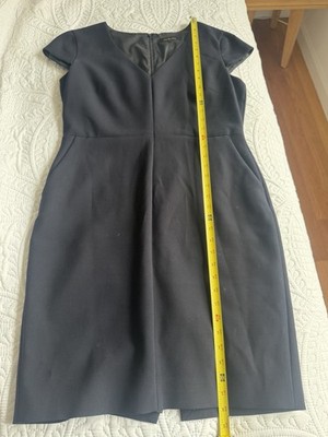 Jaeger Dress UK14/US10. Knee Length. Navy Fully Lined W/Pockets Work