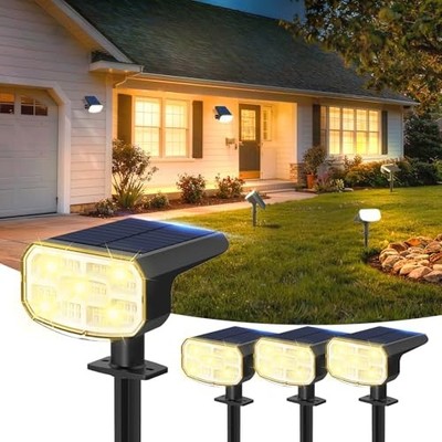 DAMINY SOLAR SPOTLIGHTS WATERPROOF IP65 AUTO ON/OFF 3000K 2 LIGHTING MODES 4PK