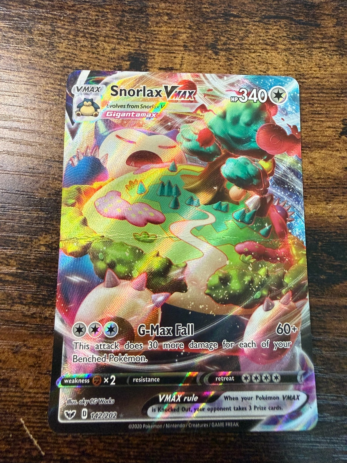 Snorlax VMAX 142/202 Swsh01: Sword & Shield Holo DAMAGED