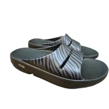 Oofos Ooahh Recovery Slide Gray/Black Women size 7