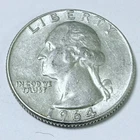 1964 D  SILVER WASHINGTON QUARTER  90% SILVER CIRCULATED COIN FREE SHIP #7587