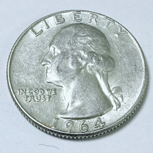 1964 D  SILVER WASHINGTON QUARTER  90% SILVER CIRCULATED COIN FREE SHIP #7587