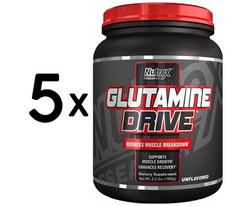5 x Nutrex Glutamine Drive, Unflavored - 1000g (38,00 EUR/kg)
