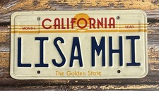 1980s / 90s California Golden State Sunset Vanity License Plate LISA MHI
